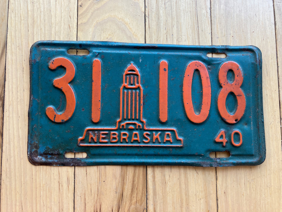 1940 Nebraska License Plate