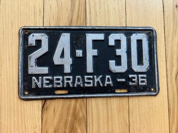 1936 Nebraska License Plate