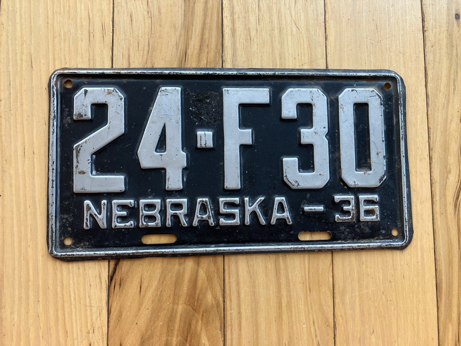 1936 Nebraska License Plate
