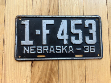 1936 Nebraska License Plate