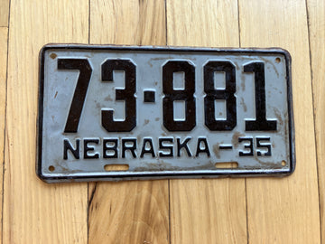 1935 Nebraska License Plate