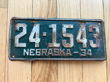 1934 Nebraska License Plate