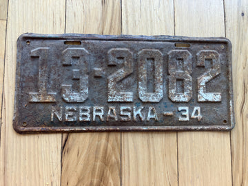 1934 Nebraska License Plate