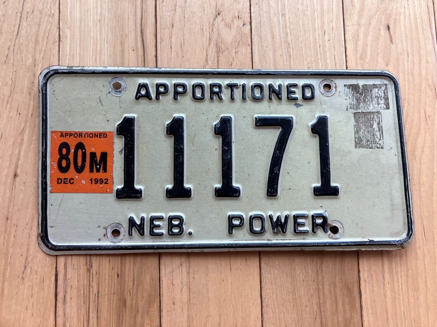 Nebraska Apportioned Power License Plate