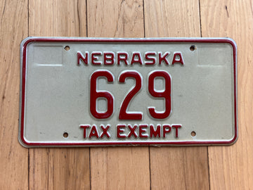 Nebraska Tax Exempt License Plate