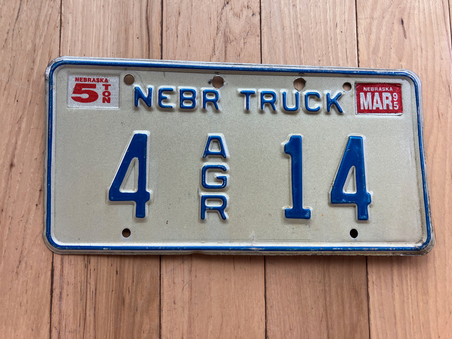1995 Nebraska Agriculture License Plate