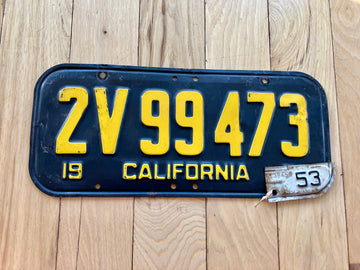1953 California License Plate