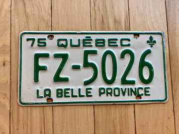 1975 Quebec License Plate
