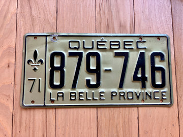 1971 Quebec License Plate
