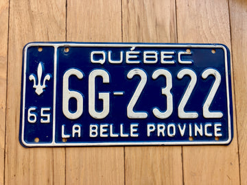 1965 Quebec License Plate