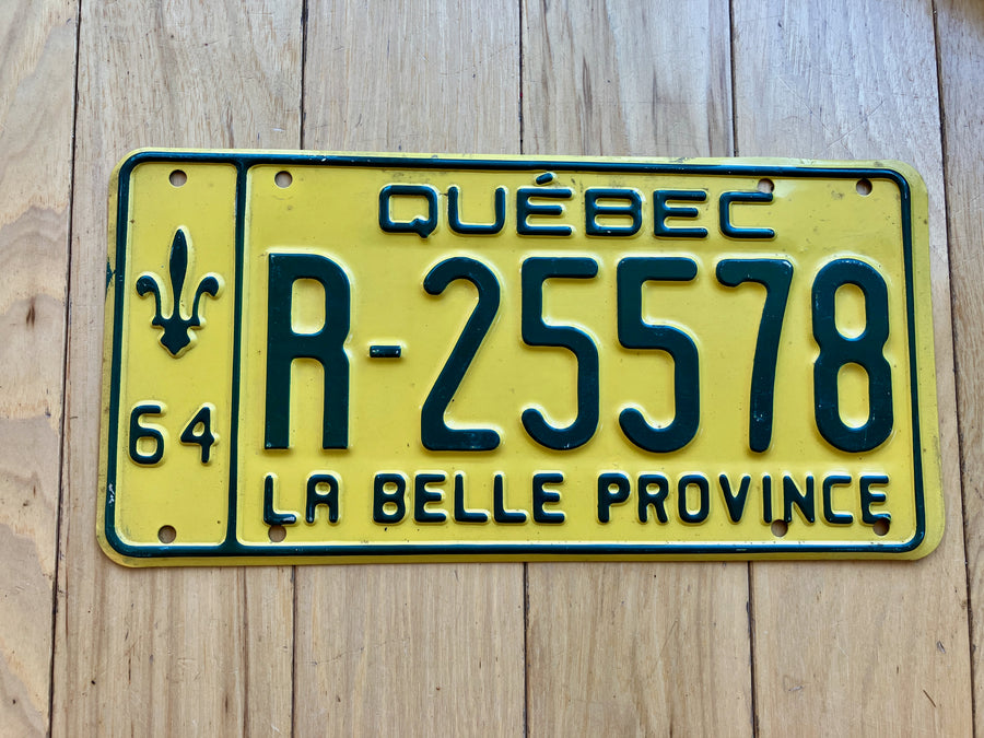 1964 Quebec License Plate