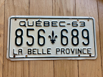 1963 Quebec License Plate