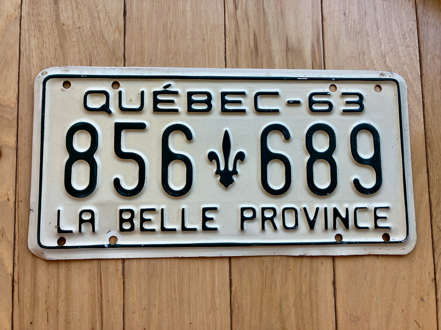 1963 Quebec License Plate