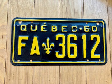 1960 Quebec License Plate
