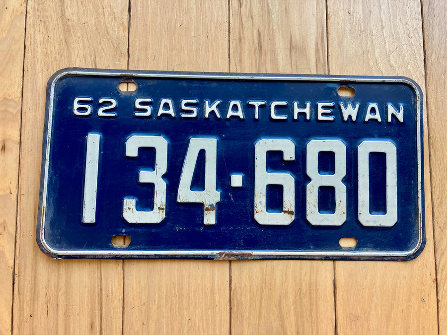1962 Saskatchewan License Plate