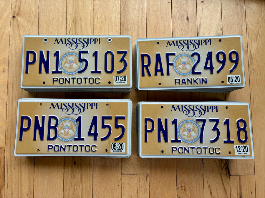 100 Mississippi License Plates in Fair to Good Condition