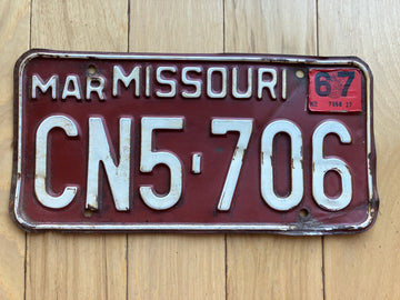 1967 Missouri License Plate