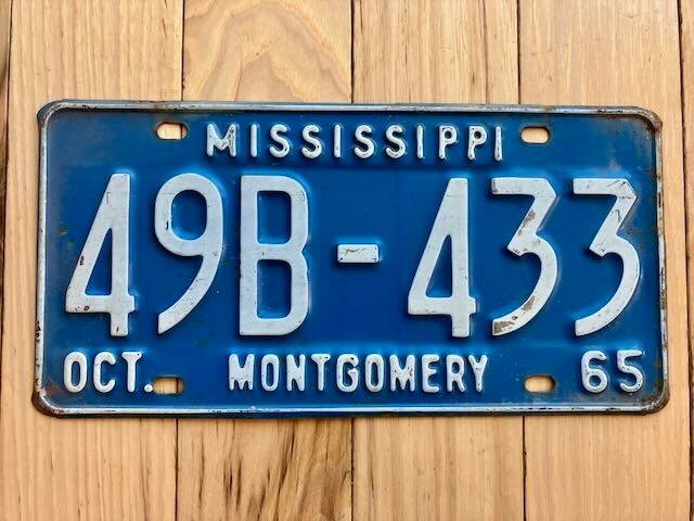 1965 Mississippi Montgomery County License Plate