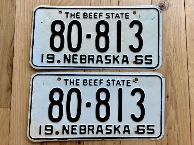 Pair of 1965 Nebraska License Plates