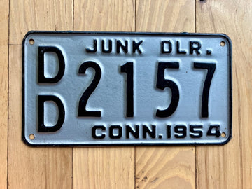 1954 Connecticut Junk Dealer License Plate