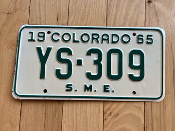 1965 Colorado Special Mobile Equipment License Plate