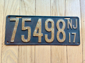 1917 New Jersey License Plate