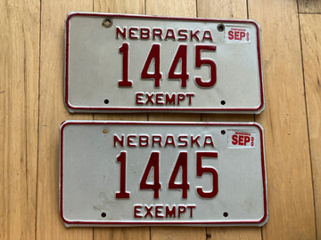 Pair of 2000 Nebraska Exempt License Plates
