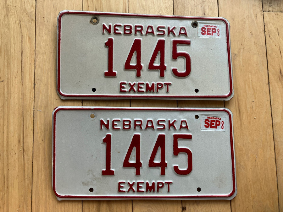 Pair of 2000 Nebraska Exempt License Plates