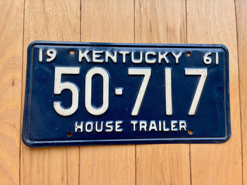 1961 Kentucky House Trailer License Plate