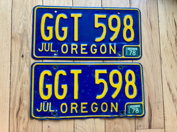 Pair of 1978 Oregon License Plates