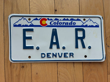 1990s Colorado Vanity License Plate - E. A. R.
