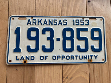 1953 Arkansas License Plate
