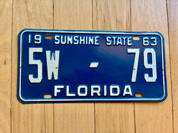 1963 Florida License Plate - Not YOM Clear - Low Number