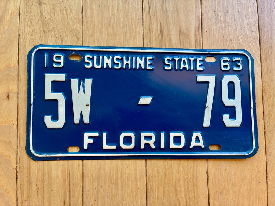 1963 Florida License Plate - Not YOM Clear - Low Number