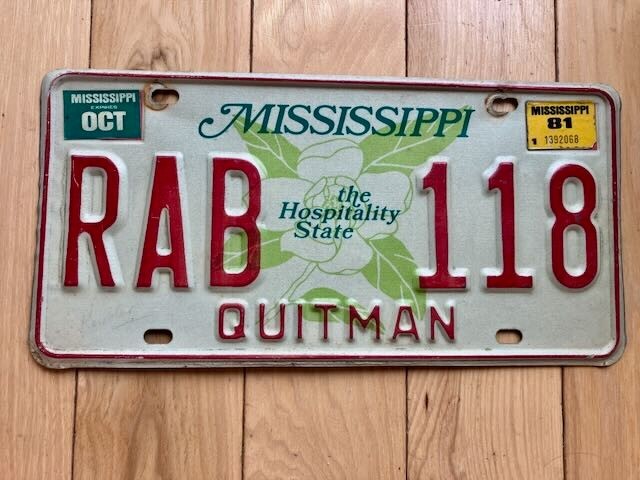 1981 Mississippi Quitman County License Plate