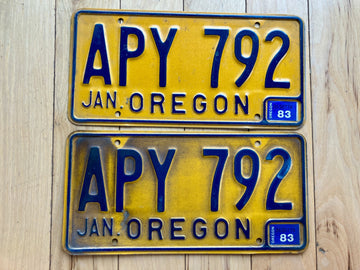 Pair of 1983 Oregon License Plates