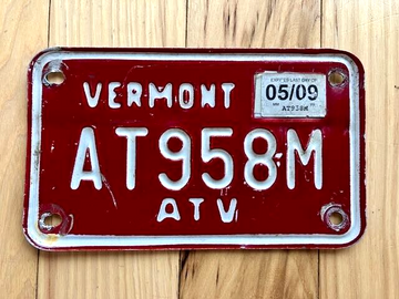 2009 Vermont ATV License Plate