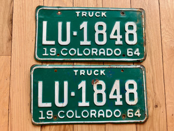 Pair of 1964 Colorado Truck License Plates