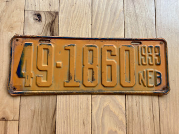 1933 Nebraska License Plate