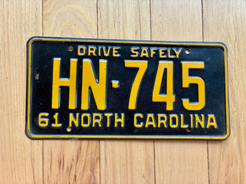 1961 North Carolina License Plate