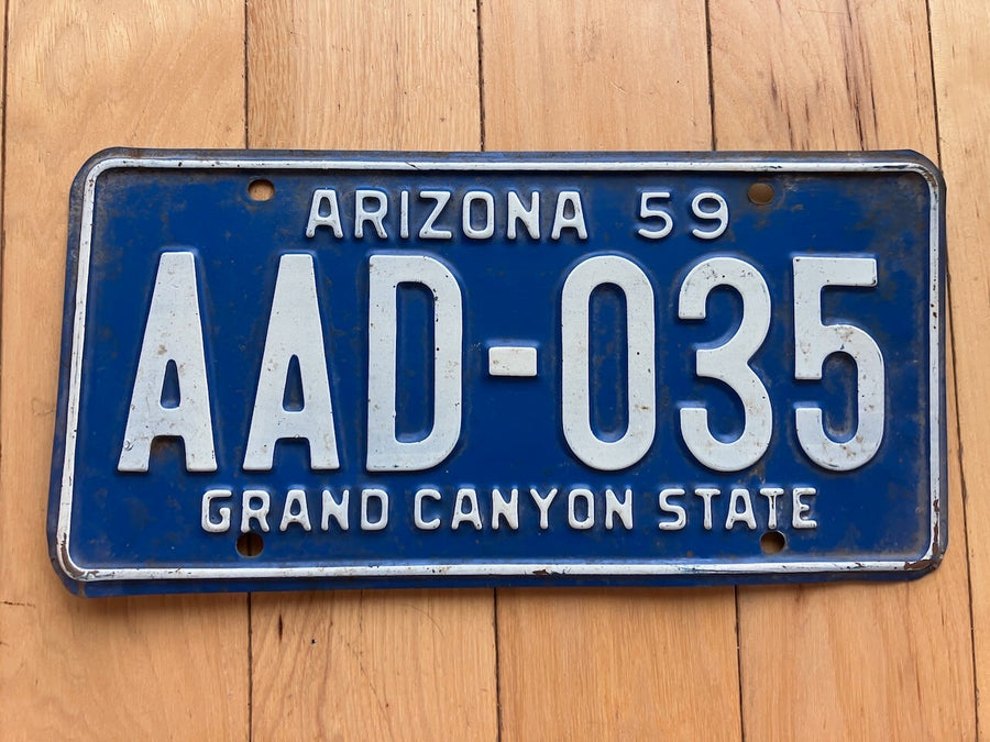 1959 Arizona License Plate - MVD YOM Clear