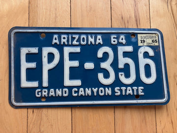 1964 Arizona License Plate W/1965 Tab - Not MVD Clear. EPE - 356