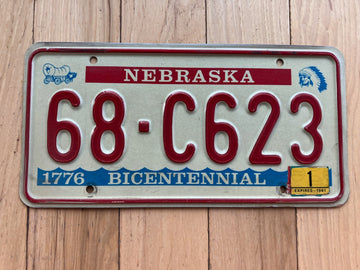 1976 Nebraska License Plate W/ 1981 Tab