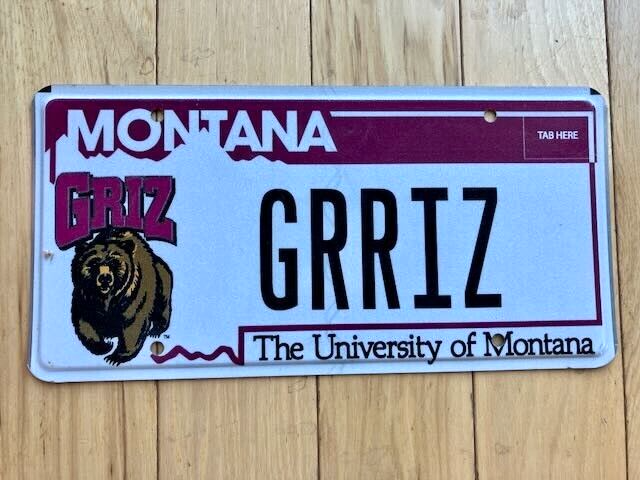 1999 The University of Montana License Plate - Vanity - GRRIZ