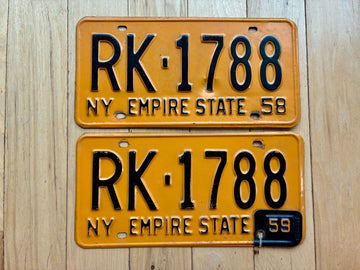 Pair of 1958 1959 New York License Plates