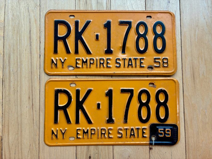 Pair of 1958 1959 New York License Plates