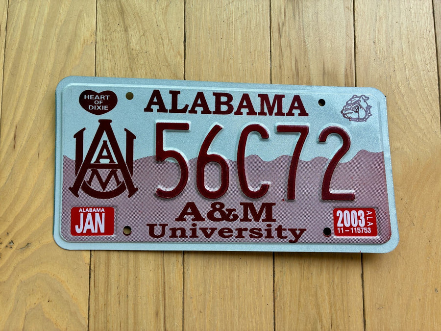 2003 Alabama A&M University License Plate