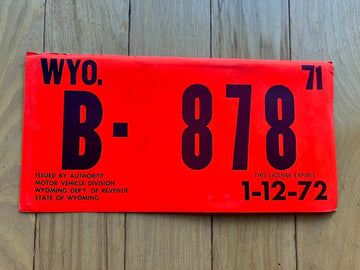 1971 Wyoming Paper Temp License Plate