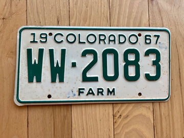 1967 Colorado Farm License Plate