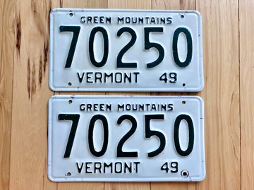 Pair of 1949 Vermont License Plates